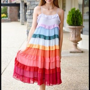 Storia tiered rainbow dress